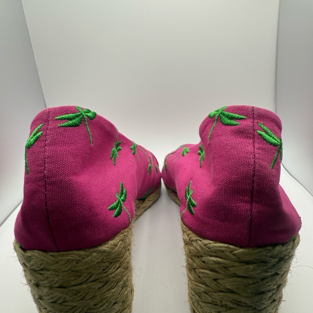 Lauren Ralph Lauren Pink Espadrille Flats with Green Embroidery size 9 - Picture 6 of 8